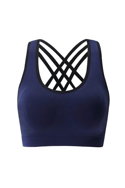 RUBIK Sports Bra Strappy Padded Cross Back Comfortable for Yoga Gym Training Running Workout Fitness