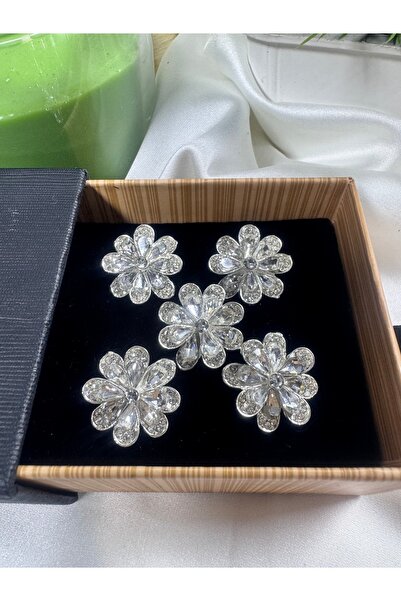 jasmina store çiçek modelli kristal düğme (5 adet)