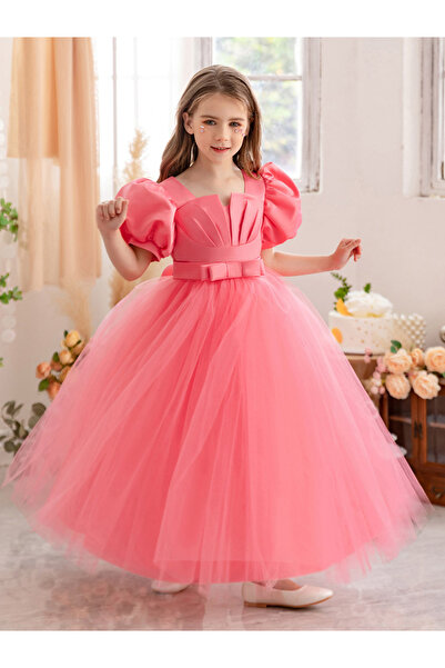 Take Two By Styli Mesh Insert Bow Detail Pleated Dress