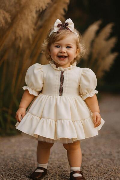 Hobidik Baby Crepe Fabric Vest Set Vintage Birthday Dress