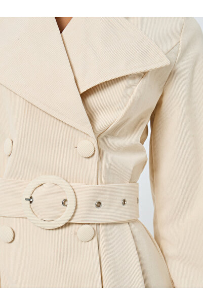 Styli Beige Long Sleeves Blazer Midi Dress