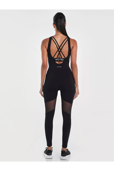 Wizard By Styli Women Black Vent Racy Plain Criss Cross Back Jumpsuit