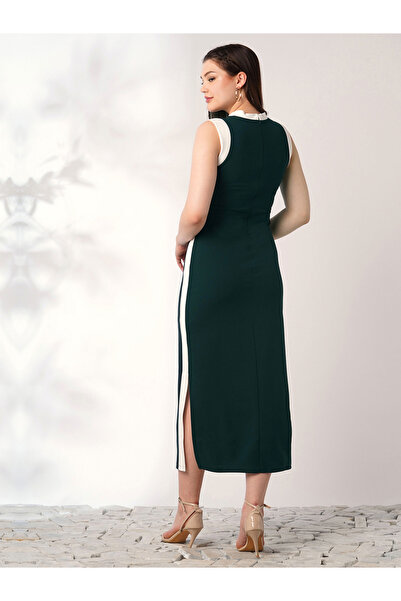 Globus By Styli Sleeveless Color Block Midi Bodycon Midi Dress