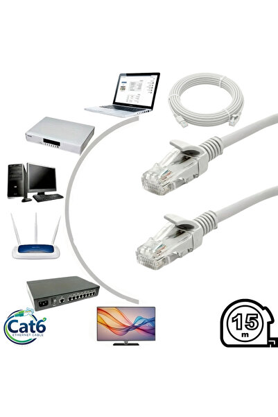 VOREX كابل جابل CAT6 كابل شبكة الإنترنت جيجابت إيثرنت عالي السرعة بطول 15 مترًا