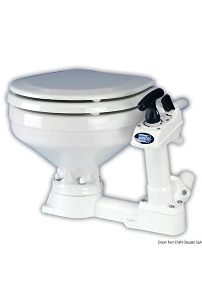 TNG Outdoor Toaletă manuală Jabsco cu vas din porțelan vitros și scaun din lemn