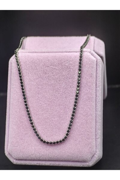 argint 925 COLIER TENIS PIETRE NEGRE