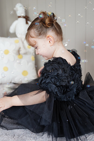 ALYRA Βρεφικό φόρεμα με μακρυμάνικο φιόγκο και τριαντάφυλλο Tutu για πάρτι γενεθλίων Γάμος Ειδική ημέρα Βραδινό φόρεμα Παιδικό φόρεμα