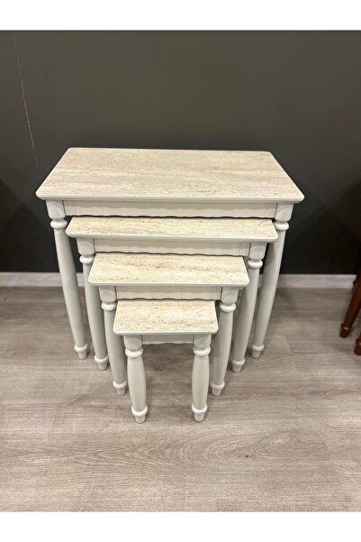 DEREN HOME Bohem Serisi 1 Sınıf MDF Lake Boya Gürgen Ayak 4 lü Zigon Sehpa