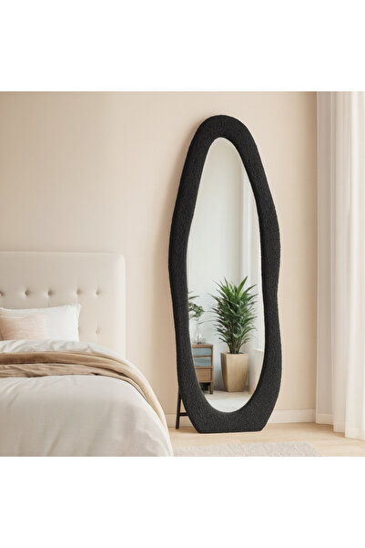 Ebticar Slim Black Bouclé Floor Mirror