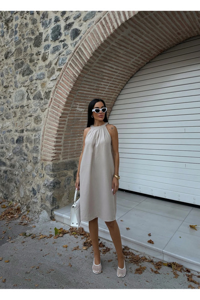 Kienor New Season Women's Halter Neck Woven Midi Dress