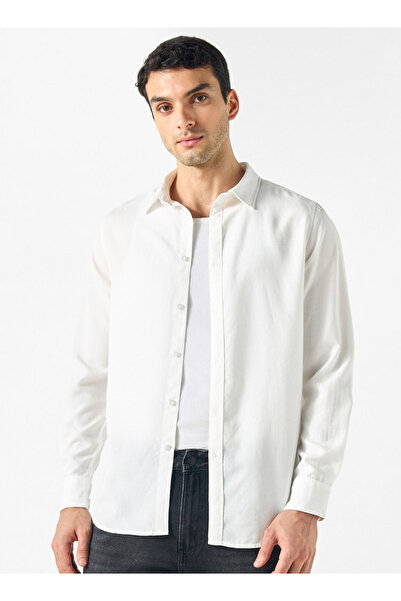 FAV قميص عادي بياقة وأكمام طويلة