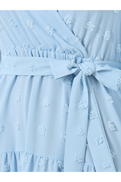 Take Two By Styli Blue Swiss Dots Detail Midi Dress