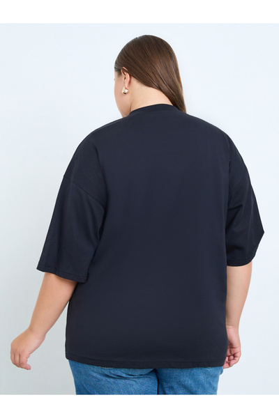 Styli Plus Size Oversized T-Shirt with Floral Embroidery