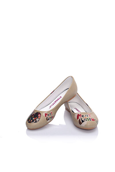 Streetfly New Year Themed Printed Colorful Women's Ballerinas
