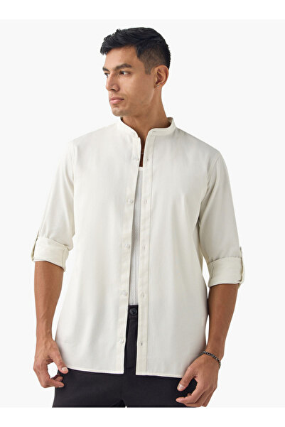 FAV قميص بقصّة عادية مع ياقة وأكمام طويلة