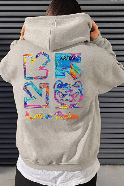 CLASSY.MODA Men's Colorful Graphic Printed Hooded Sweatshirt – Oversized Black Hoodie