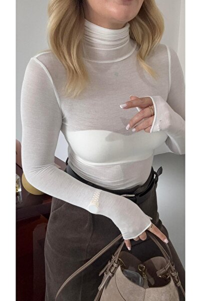 Sezgi Tekin Λευκή διάφανη μπλούζα με ζιβάγκο