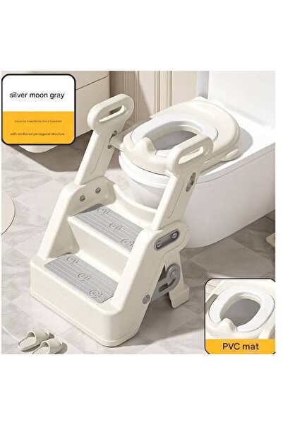 NKX Toilet Ladder [2-in-1] Silver Moon Gray PVC Cushion With Ladder Ajustable
