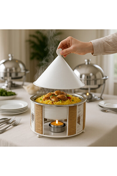 DIVA LADY 🔥 Luxury white buffet warmer – 3 liter capacity | Height 37 cm – Bowl height 20 cm – Diameter 30 cm ✨