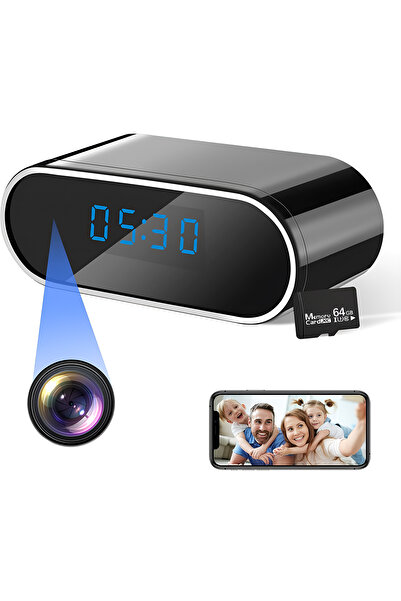 OEM 1080P WiFi Clock Spy Camera with 64GB Card Included, Night Vision, Motion Detection, Alerts
