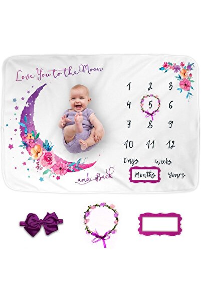 Generic Baby Milestone Blanket for Girls - Monthly Growth Chart, 152 x 101 cm, Polyester, Wrinkle-Free