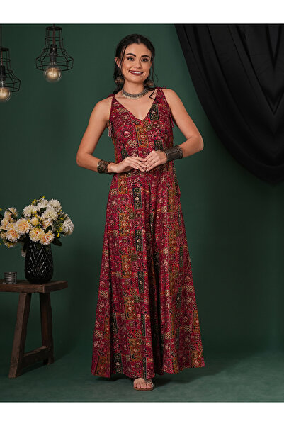 Globus By Styli Tassel Tie-Up Shoulder Straps Wide Leg Fusion Jumpsuit