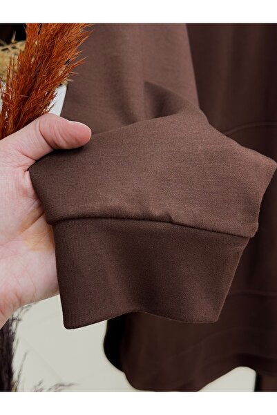 MİHRA STORE Hande Kangaroo Pocket Zippered Pants Set-Mf1746 Brown