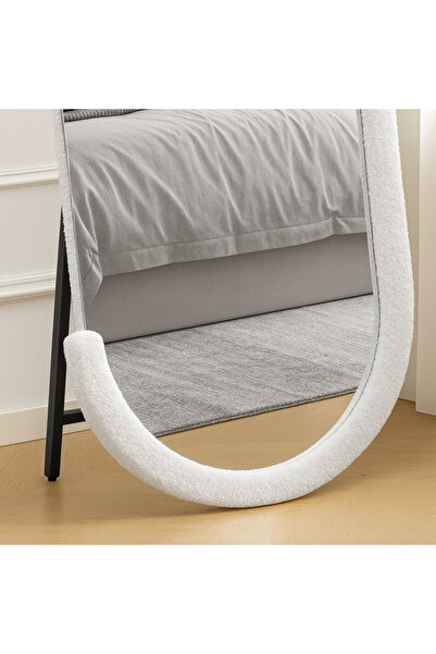 Ebticar Half-Round White Bouclé Mirror