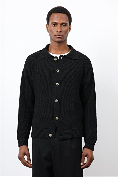Antioch Black Knitted Sweater Men's Cardigan