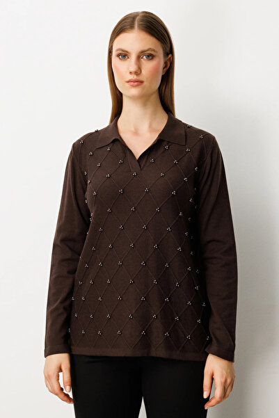 ON TRİKO Pearl Detailed Polo Neck Knitwear Sweater 63381-26K