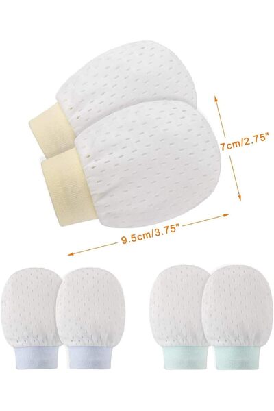 Generic Foni Foni Anti-Scratch Newborn Baby Gloves, 3 Adjustable Breathable Pairs, Blue