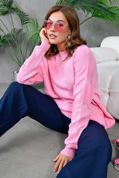 Park Karon Kalp Desenli İnce Oversize Triko Kazak