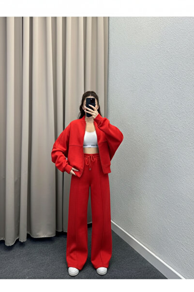 YAKAMEL KADIN BOMBER ÇIMALI HIRKA EŞOFMAN TAKIMI