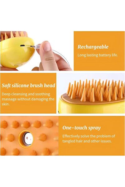 SICHER 3-in-1 Professional Steam Brush for Cats with Spray, Water Tank and Massage