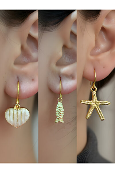 TURBİJ طقم أقراط نسائية مكون من 3 قطع مع رمزات عصرية