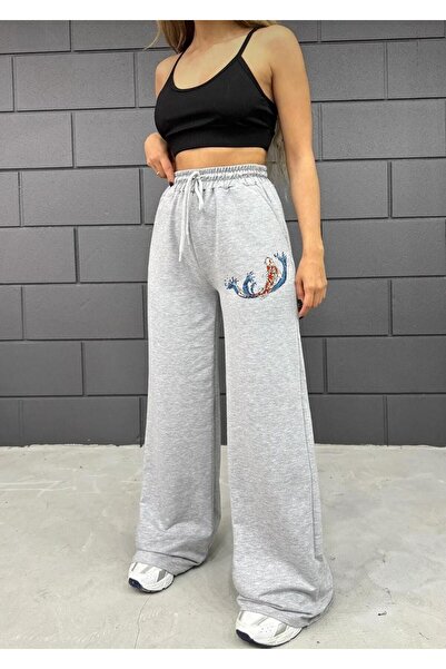 Le Vion قصة فضفاضة مطبوع موسمي بنطال رياضي واسع الساقين بخصر مطاطي