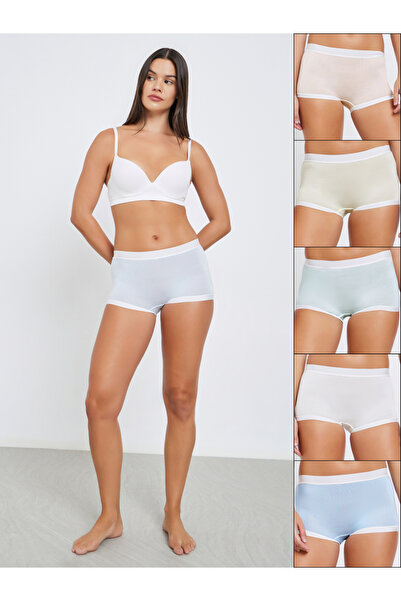 Styli Pack of 5 - Cotton Elastane Boyshort Briefs with Bow Detail