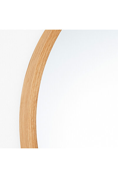 Ebticar Round Wooden Frame Mirror – Natural Wood