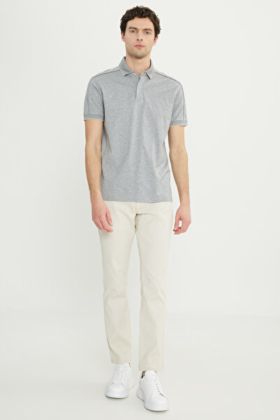 ALTINYILDIZ CLASSICS Ανδρικό μπλουζάκι με λαιμόκοψη πόλο σε γκρι μελανζέ 100% βαμβάκι εφαρμοστό