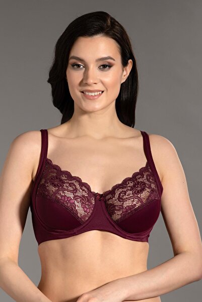 cotonhause Women's Shaping / Sculpting Underwire Plum Bra – Lace, Shaping Model C0T0N0653