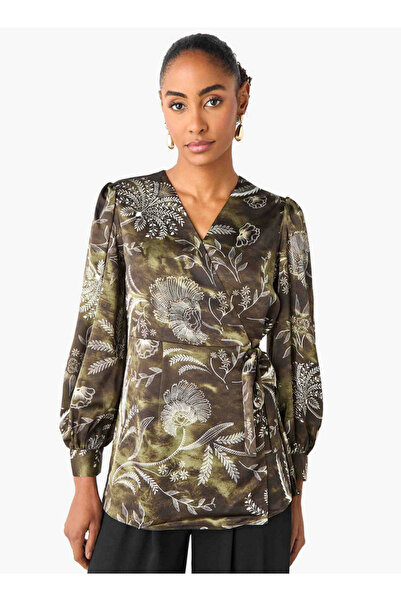 Iconic Relaxed Fit Polyester Wrap Top with Tie-Ups