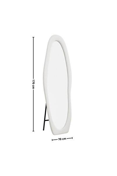 Ebticar White Bouclé Floor Mirror