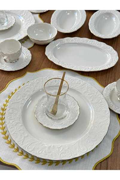 MD MİMOZA DEKOR Breakfast Set 107 Pieces for 12 People Rose / Tea & Coffee Set / Presentation Set