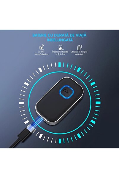 Lagato Bluetooth Car Adapter 5.4, 3.5mm Jack, any audio system, Portable, Type-C Cable,