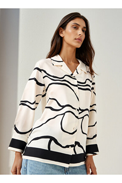 FAV Regular Fit Printed Collared Satin Shirt