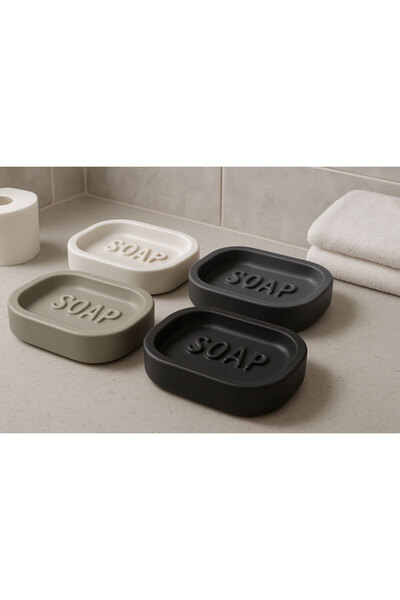 SİHİRLİ AYAKLAR Ceramic Matte Color Solid Soap Dish Ceramic Solid Hand Soap Holder 12X3 cm