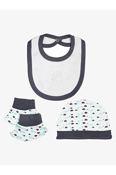 Babies Basic By Styli 5-Piece 100% Cotton Bib, Romper, Mittens, Cap and Sleepsuit Set