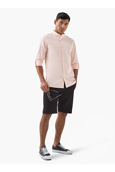 FAV Regular Fit Textured Mandarin Collar Shirt