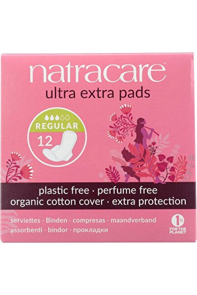 Natracare ألترا إكسترا بأجنحة، امتصاص عادي - 12 قطعة