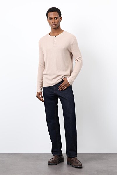 Antioch Beige Corded Fabric Button Collar T-Shirt